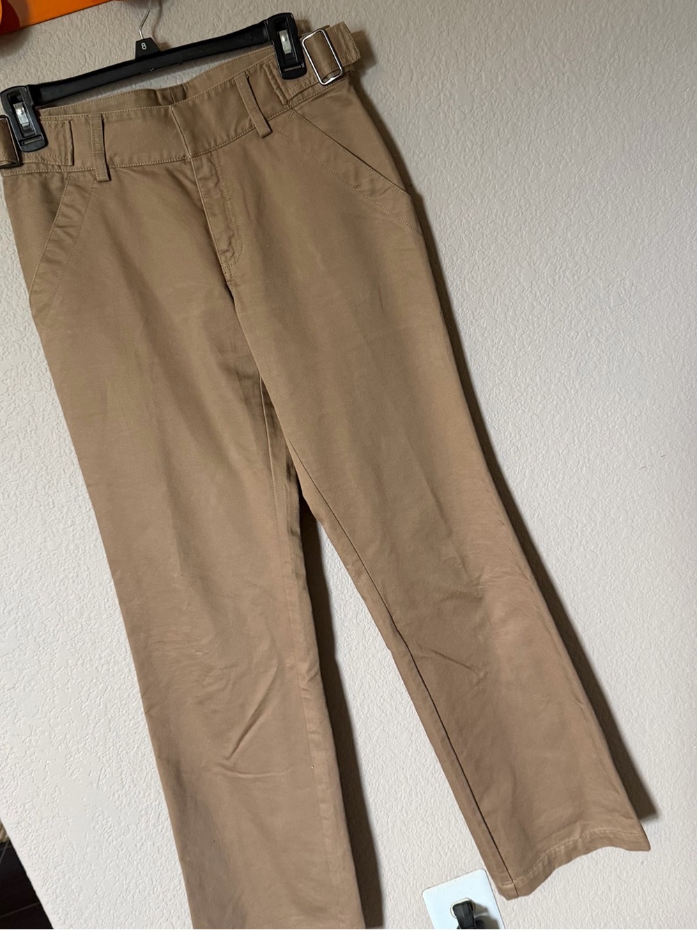 GAP Womens 4 Khakis Pants Soft Pockets Side Buckles Straight Leg Flat Front